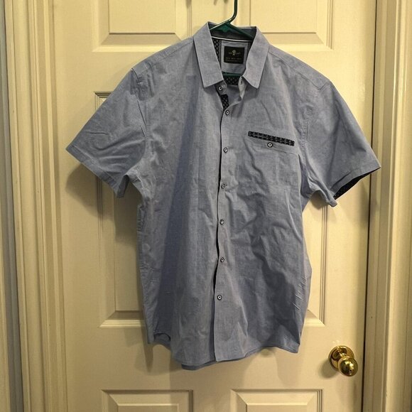 Craft + Flow Blue Multi-Print Short Sleeve Button-down XL - Picture 1 of 7